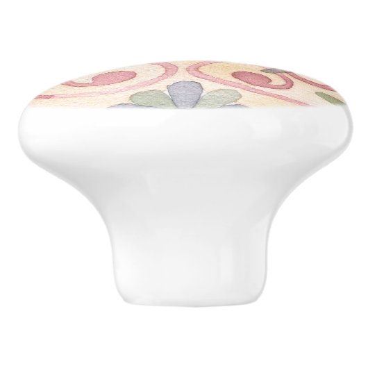 Schattige waterverf roze en blauw keramische knop (Zijkant)