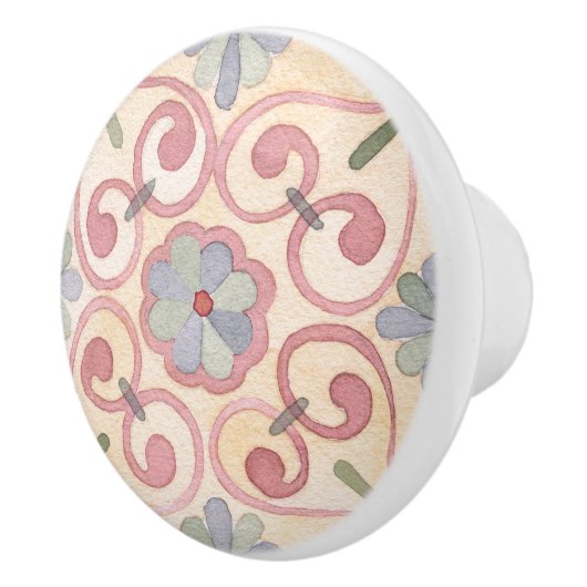 Schattige waterverf roze en blauw keramische knop (Rechts)