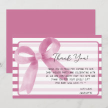 Schattige Waterverf Roze Strik Baby Shower