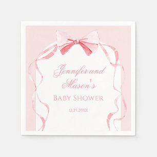 Schattige waterverf roze strik lint babymerg showe servet