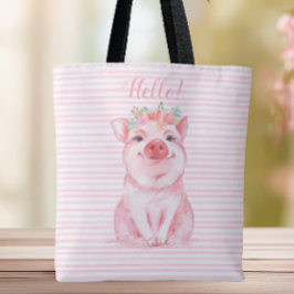 Schattige Waterverf Roze stropen Tote Bag