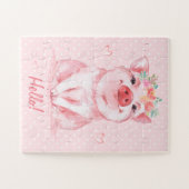 Schattige Waterverf Roze Varkens Gepersonaliseerd Legpuzzel (Horizontaal)