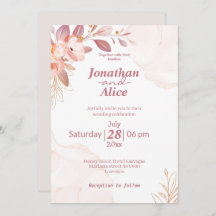 Schattige waterverf roze witte bruiloft schattig