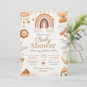 Schattige Waterverf Safari Baby shower Uitnodiging (Staand voorkant)