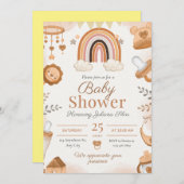 Schattige Waterverf Safari Baby shower Uitnodiging (Voorkant / Achterkant)