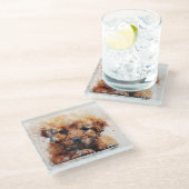 Schattige Waterverf schets van een puppy Glazen Onderzetter (Schuin)