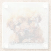 Schattige Waterverf schets van een puppy Glazen Onderzetter (Achterkant)