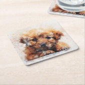 Schattige Waterverf schets van een puppy Kartonnen Onderzetters (Schuin)