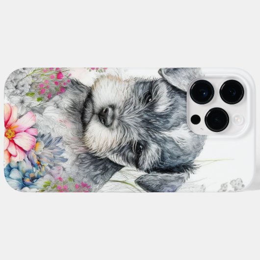 SCHATTIGE WATERVERF SCHNAUZER PUPPY DOG Case-Mate iPhone CASE (Achterkant (horizontaal))