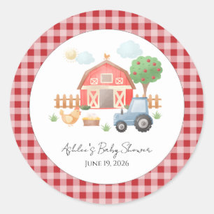 Schattige Waterverf Schuur Boerderij Dieren Baby S Ronde Sticker