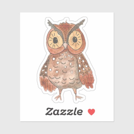 Schattige Waterverf Screech Uil Sticker (Vel)