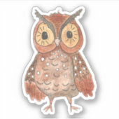 Schattige Waterverf Screech Uil Sticker (Voorkant)