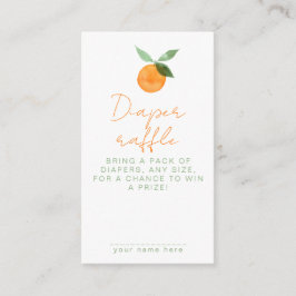 Schattige Waterverf Sinaasappel Luier Raffle Baby  Informatiekaartje