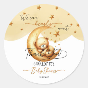 Schattige Waterverf Slaande Beer Op Maan Baby Show Ronde Sticker