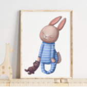 Schattige Waterverf Sleepy Bunny | Wandafdrukken Poster