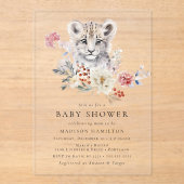 Schattige Waterverf Sneeuwluipaard Winter Baby Sho Acryl Uitnodigingen (Voorkant)