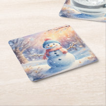 Schattige waterverf-sneeuwman in Winter Wonderland