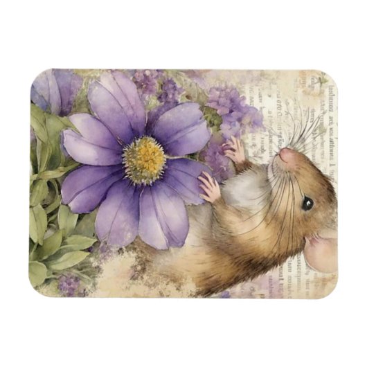 Schattige Waterverf Spring Mouse Magneet (Horizontaal)