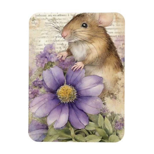 Schattige Waterverf  Spring Mouse Magneet (Verticaal)