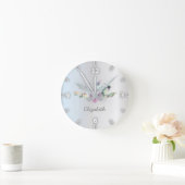 Schattige Waterverf Succulente Cactus, Zilver  Ronde Klok (Huis)