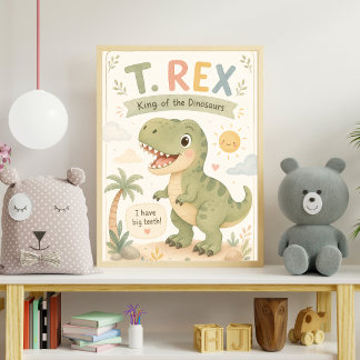 Schattige Waterverf T. Rex Dinosaurus Kinderkamer Poster
