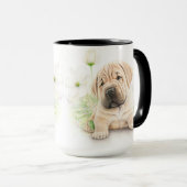 SCHATTIGE WATERVERF TAN SHAR PEI PUPPY DOG MOK (Voorkant rechts)