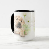 SCHATTIGE WATERVERF TAN SHAR PEI PUPPY DOG MOK (Voorkant links)