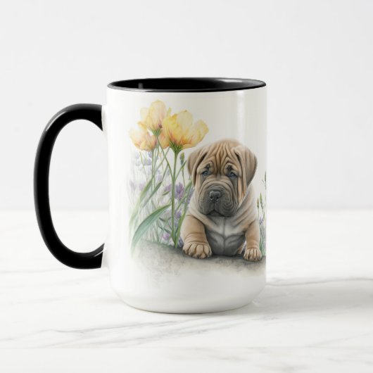 SCHATTIGE WATERVERF TAN SHAR PEI PUPPY DOG MOK (Links)