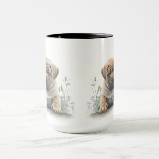 SCHATTIGE WATERVERF TAN SHAR PEI PUPPY DOG MOK (Midden)