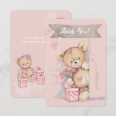 Schattige Waterverf Teddy Bear Baby shower Bedankkaart (Voorkant / Achterkant)