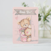 Schattige Waterverf Teddy Bear Baby shower Bedankkaart (Staand voorkant)