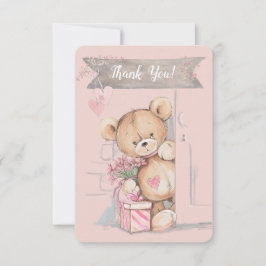 Schattige Waterverf Teddy Bear Baby shower Bedankkaart