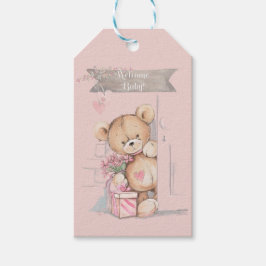 Schattige Waterverf Teddy Bear Baby shower Cadeaulabel