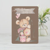 Schattige Waterverf Teddy Bear Baby shower Kaart (Staand voorkant)