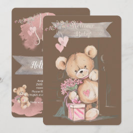Schattige Waterverf Teddy Bear Baby shower Kaart