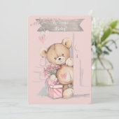 Schattige Waterverf Teddy Bear Baby shower Kaart (Staand voorkant)