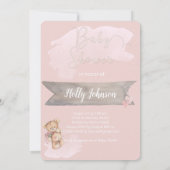 Schattige Waterverf Teddy Bear Baby shower Kaart (Achterkant)