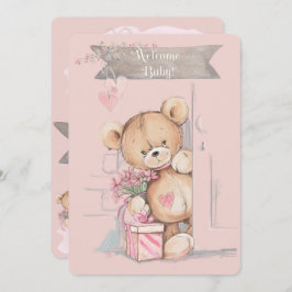 Schattige Waterverf Teddy Bear Baby shower Kaart
