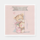 Schattige Waterverf Teddy Bear Baby shower Servet (Voorkant)