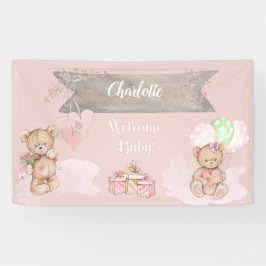 Schattige Waterverf Teddy Bear Baby shower Spandoek