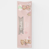 Schattige Waterverf Teddy Bear Baby shower Spandoek (Verticaal)