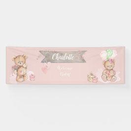 Schattige Waterverf Teddy Bear Baby shower Spandoek