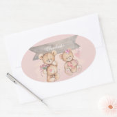 Schattige Waterverf Teddy Bear Baby shower Square Ovale Sticker (Envelop)