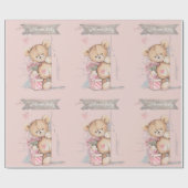 Schattige Waterverf Teddy Bear Welkom Baby Cadeaupapier (Vlak)