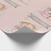Schattige Waterverf Teddy Bear Welkom Baby Cadeaupapier (Hoek)