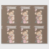 Schattige Waterverf Teddy Bear Welkom Baby Cadeaupapier (Vlak)