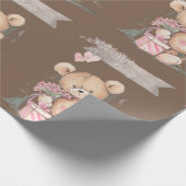 Schattige Waterverf Teddy Bear Welkom Baby Cadeaupapier (Hoek)