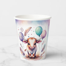 Schattige Waterverf Texas Longhorn Ballonnen Verja