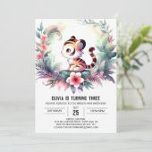 Schattige Waterverf tijgerverjaardag Kaart (Staand voorkant)