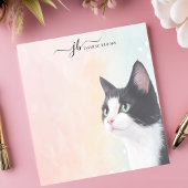 Schattige Waterverf Tuxedo Cat Pastel gepersonalis Notitieblok
